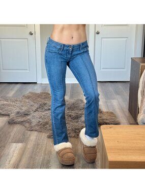 Vintage Y2K Low Rise Straight Guess Jeans 2000s Preppy Stretch Denim Pismo Fit